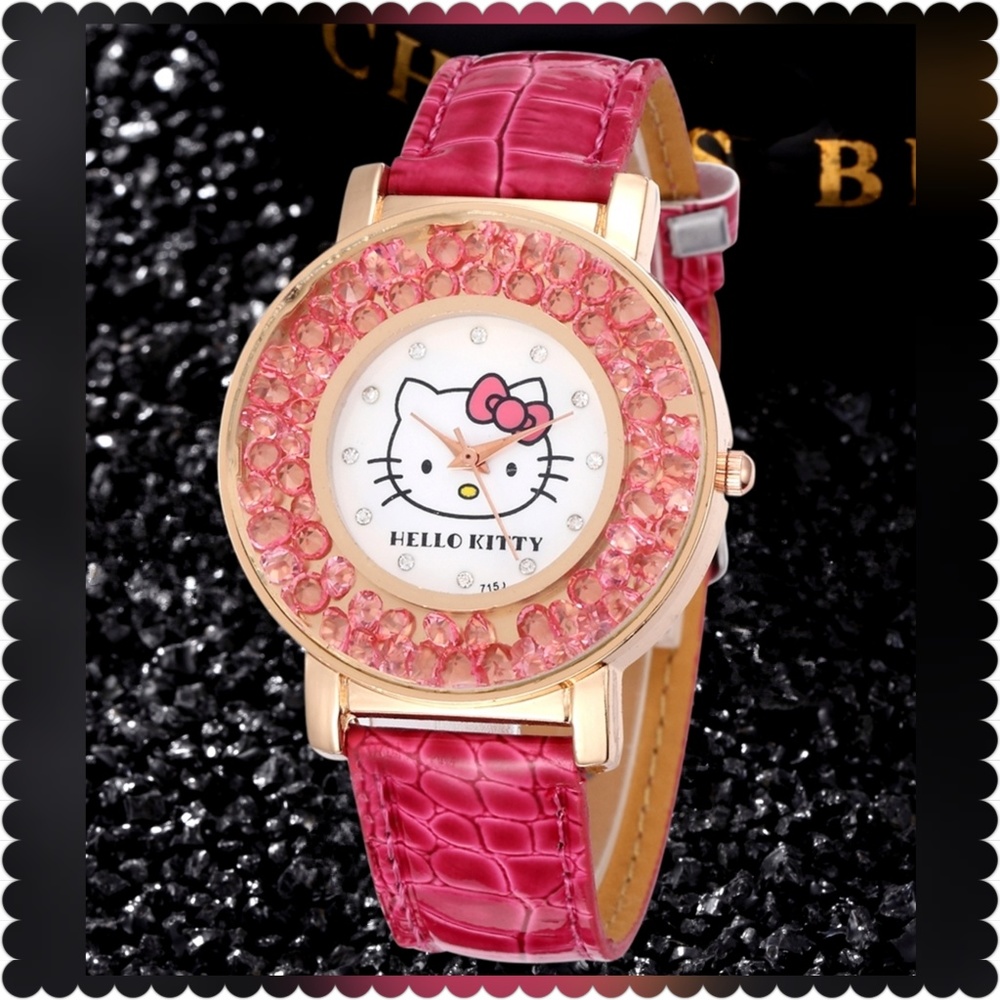 HELLO KITTY PINK ICE CZ STONE WOMANS WATCH